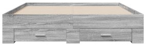 Estrutura de cama c/ gavetas derivados madeira cinza sonoma