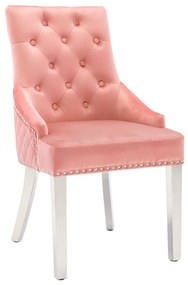 vidaXL Cadeira de jantar veludo rosa