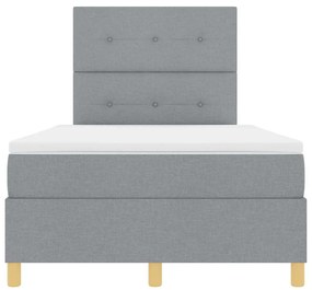 Cama Box Spring com Colchão Cinza Claro Pequena de Casal Tecido