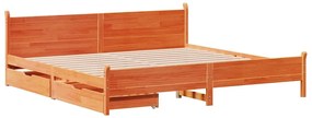 Cama sem colchão 200x200 cm pinho maciço castanho-mel