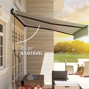 Toldo Manual Retrátil 360x220 cm Toldo para Balcão com Manivela de Alumínio e Proteção UV30+ Toldo Enrolável de Exterior Creme