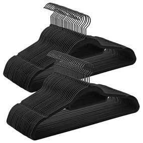 Conjunto de 50 cabides em veludo 43,5 x 22,5 cm Preto