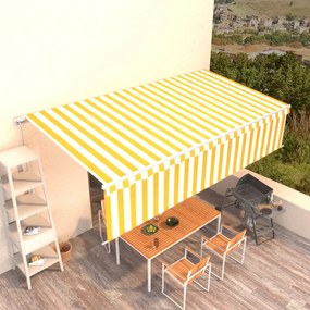 vidaXL Toldo retrátil manual com estore 6x3 m amarelo e branco