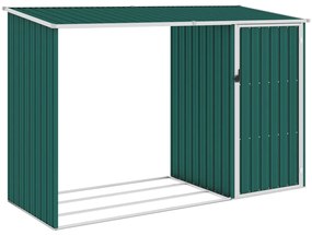 Abrigo de lenha para jardim 245x98x159 cm aço galvanizado verde