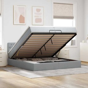 vidaXL Estrutura de cama otomana com colchão 200x200 cm cinzento-claro
