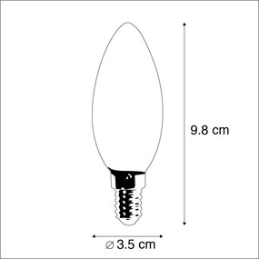 Conjunto de 5 lâmpadas de vela LED E14 2W 180 lúmen 2350K não regulável