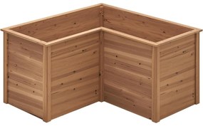 Floreira elevada de jardim 120 × 120 × 63 cm em forma de L em madeira de abeto com fundo aberto Pintura DIY Castanho