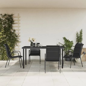 vidaXL 5 pcs conjunto de jantar para jardim aço e textilene preto