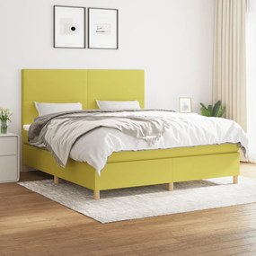 vidaXL Cama com molas/colchão 180x200 cm tecido verde