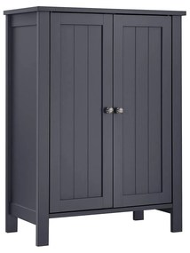 Armário de casa de banho independente com 2 portas e prateleiras ajustáveis | VASAGLE | 60 x 30 x 80 cm | cinzento | BCB60GY.