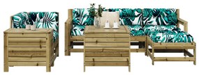 7 pcs conjunto sofás jardim madeira de pinho impregnada