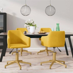 vidaXL Cadeiras de jantar giratórias 4 pcs veludo amarelo