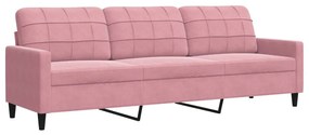 3 pcs conjunto de sofás com almofadões e rolos veludo rosa