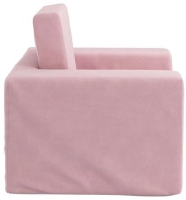 Sofá-cama infantil de pelúcia rosa