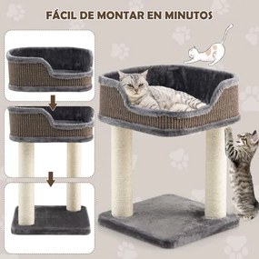 Arranhador para gatos com plataforma de pelúcia e poste de arranhar Árvore de arranhar para gatos para relaxar, descontrair e dormir 35 x 35 x 50 cm C