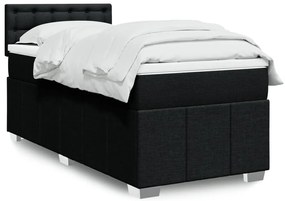 Cama com molas/colchão 80x200 cm tecido preto