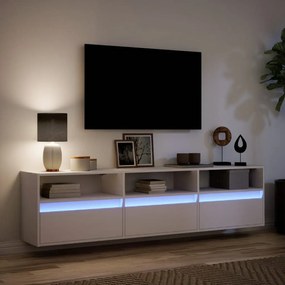 Móvel de parede para TV com luzes LED 180x31x45 cm branco