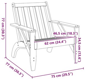 Cadeira de jardim Adirondack 75x77x77 cm pinho maciça branco