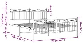 Estrutura de cama com cabeceira e pés 150x200 cm metal branco