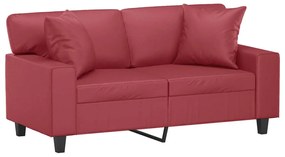 Sofá 2 lugares +almofadas 120cm couro artificial vermelho tinto