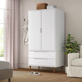 350523 vidaXL Roupeiro MOLDE 90x55x175 cm pinho maciço branco