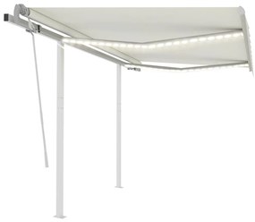 Toldo retrátil manual com LED 3x2,5 m cor creme