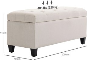 Banco com arrumação 100 x 40 x 44 cm, branco