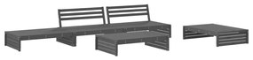 5pcs conjunto lounge jardim com almofadões madeira maciça cinza