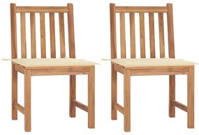 Cadeiras de jardim c/ almofadões 2 pcs teca maciça