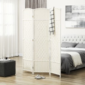 Biombo interior de madeira com 3 painéis 135 x 180 cm, divisória dobrável para sala ou quarto, branco