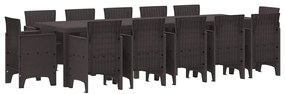 Conjunto de Jantar para Jardim 13 pcs Castanho