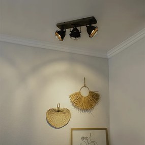 Projetores industriais castanho ferrugem com madeira inclinável 3-luzes - Gina