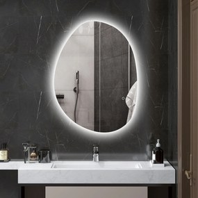 Espelho de Casa de Banho LED 3 Cores de Luz Brilho Regulável Função Anti Embaciamento Função Memória IP44 80x60 cm Prata