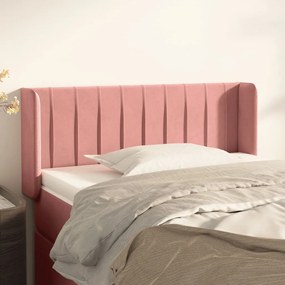 Cabeceira de cama c/ abas veludo 103x16x78/88 cm rosa