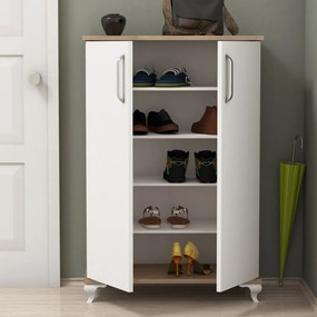 Sapateira Asta – Nogueira e Branco – 72x100x32,5 cm
