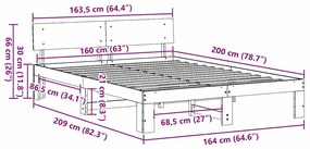 Estrado de Cama com Cabeceira Branco 160x200 cm Madeira de Pinho