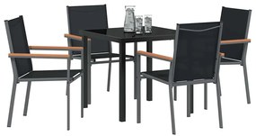 Conjunto de Jantar de Jardim com 5 peças - Preto, Textilene e Aço
