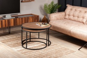 Conjunto de Mesas Tambur – Nogueira/Preto – 66x43x66 cm e 80x50x80 cm