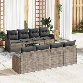 Conjunto de Sofá de Jardim vidaXL de 9 Peças com Almofadas Cinzas em Rattan Poly