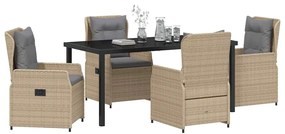Conjunto de Jantar para Jardim 5 Peças Bege Rattan Sintético