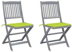 Cadeiras exterior dobráveis c/ almofadões 2 pcs acácia maciça