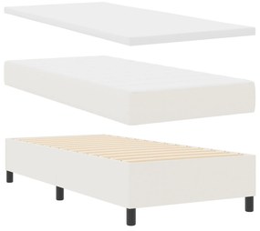 Cama Box Spring com Colchão Creme 80x200 cm Tecido de Veludo Cotelê