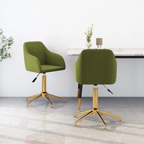 vidaXL Cadeiras de jantar giratórias 2 pcs veludo verde-claro