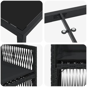 Conjunto de Jantar de Jardim de 5 Peças com Almofadas Pretas e Rattan