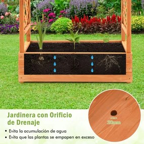 Floreira elevada com treliça para plantas em arco com orifícios de drenagem quintal jardim 100 x 44 x 113,5 cm