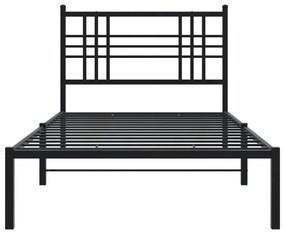 Estrutura de cama com cabeceira 90x200 cm metal preto