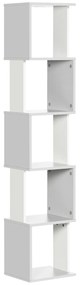 HOMCOM Estante Livros Forma S 5 Prateleiras Abertas Escritório Anti-Tombo 33x28x161cm Design Moderno Branco Cinza Claro | Aosom Portugal