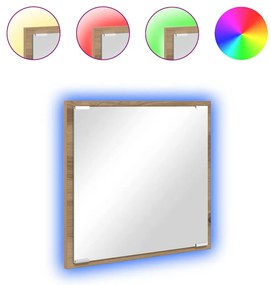 Espelho de Casa de Banho LED Carvalho Artesanal 40x8.5x37 cm Madeira e