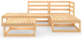5 pcs conjunto lounge de jardim pinho maciço