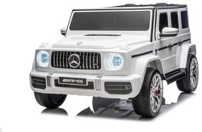 Carro elétrico para crianças Mercedes-Benz G63 AMG 24V, 4x4, 2 Lugares assento couro sintético, Rodas Eva Macias Branco